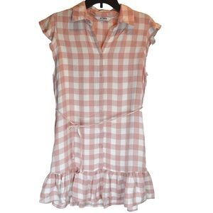 BB DAKOTA BJ108229‎ Check Please Yarn Dyed Rayon Shirt Dress Short Sleeve, Small